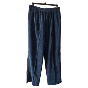 Alfred Dunner Women's Navy Pants Pull-on Elastic Corduroy Pockets Size 14P NWT